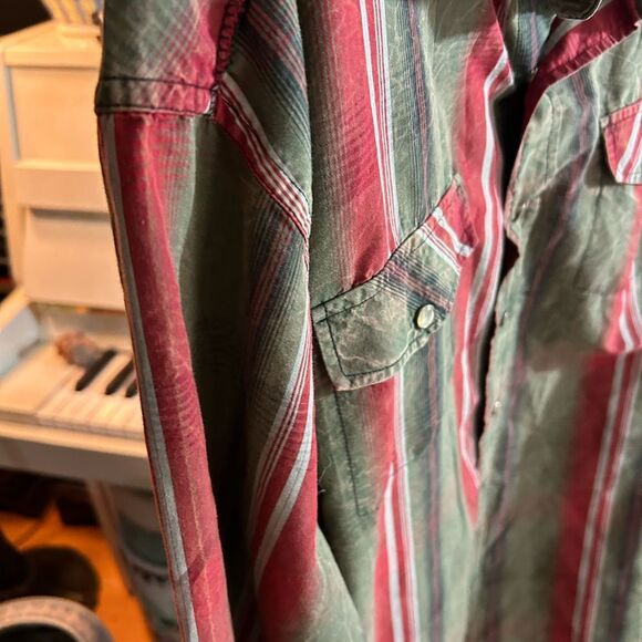 Point Zero Men's Red and Tan Striped Casual Shirt XL - Picture 12 of 16